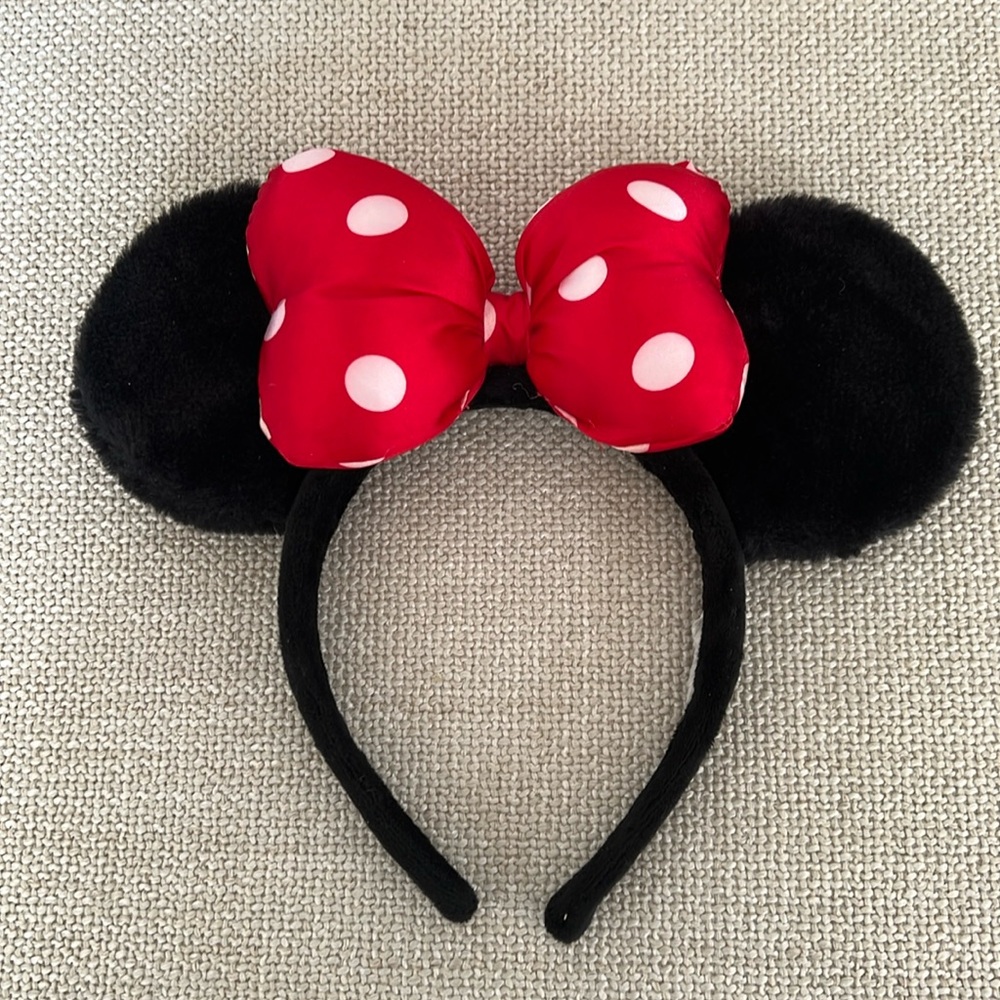 Polka Dot Bow Mouse Ears Headband - Red and Black